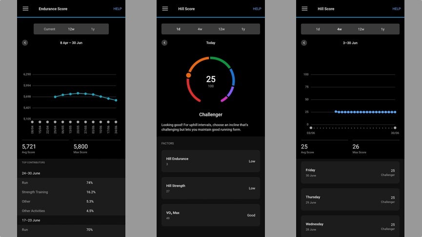 garmin endurance score and hill score